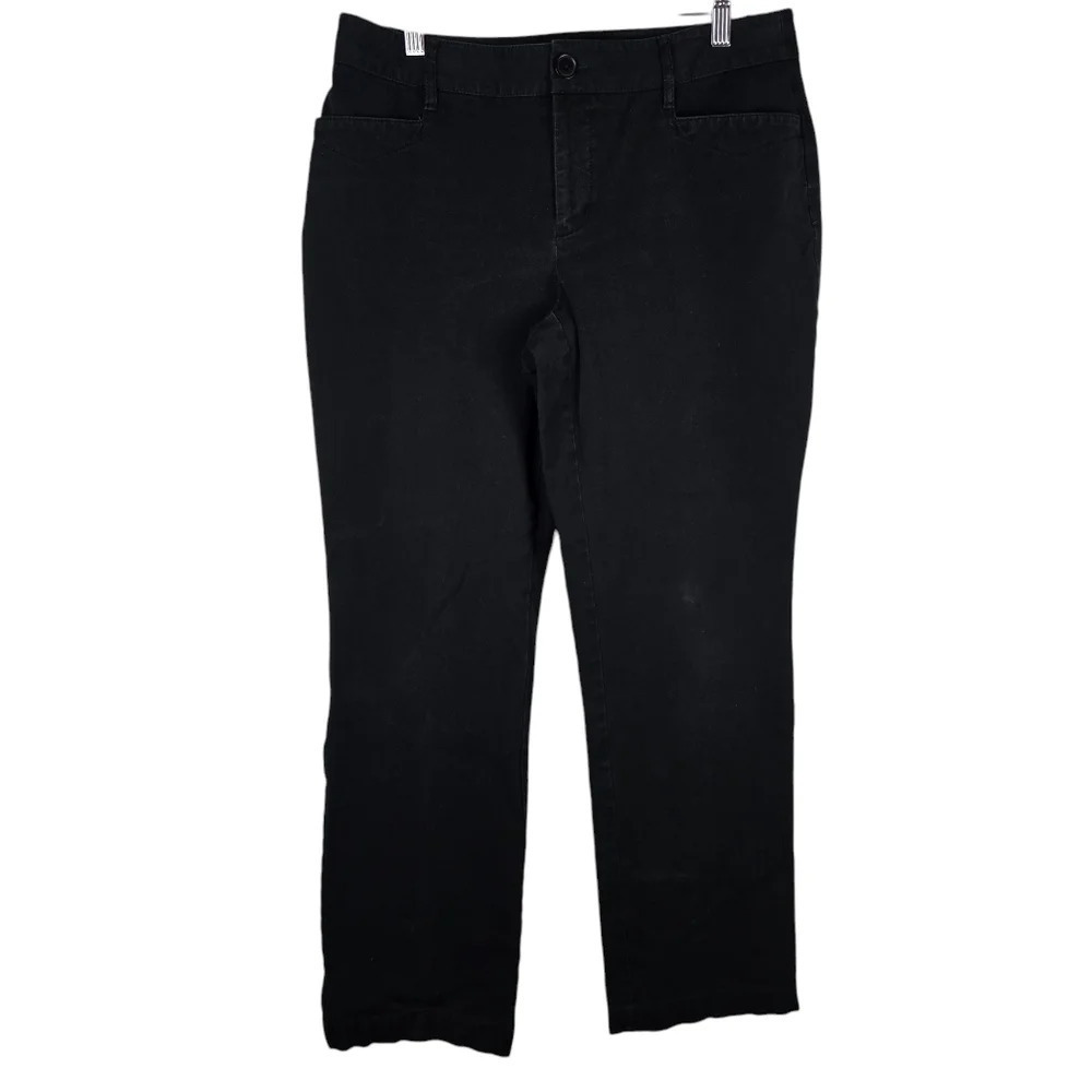 Eddie Bauer Women's Curvy Fit Black Pants Straight Leg Pockets Stretchy Size 8